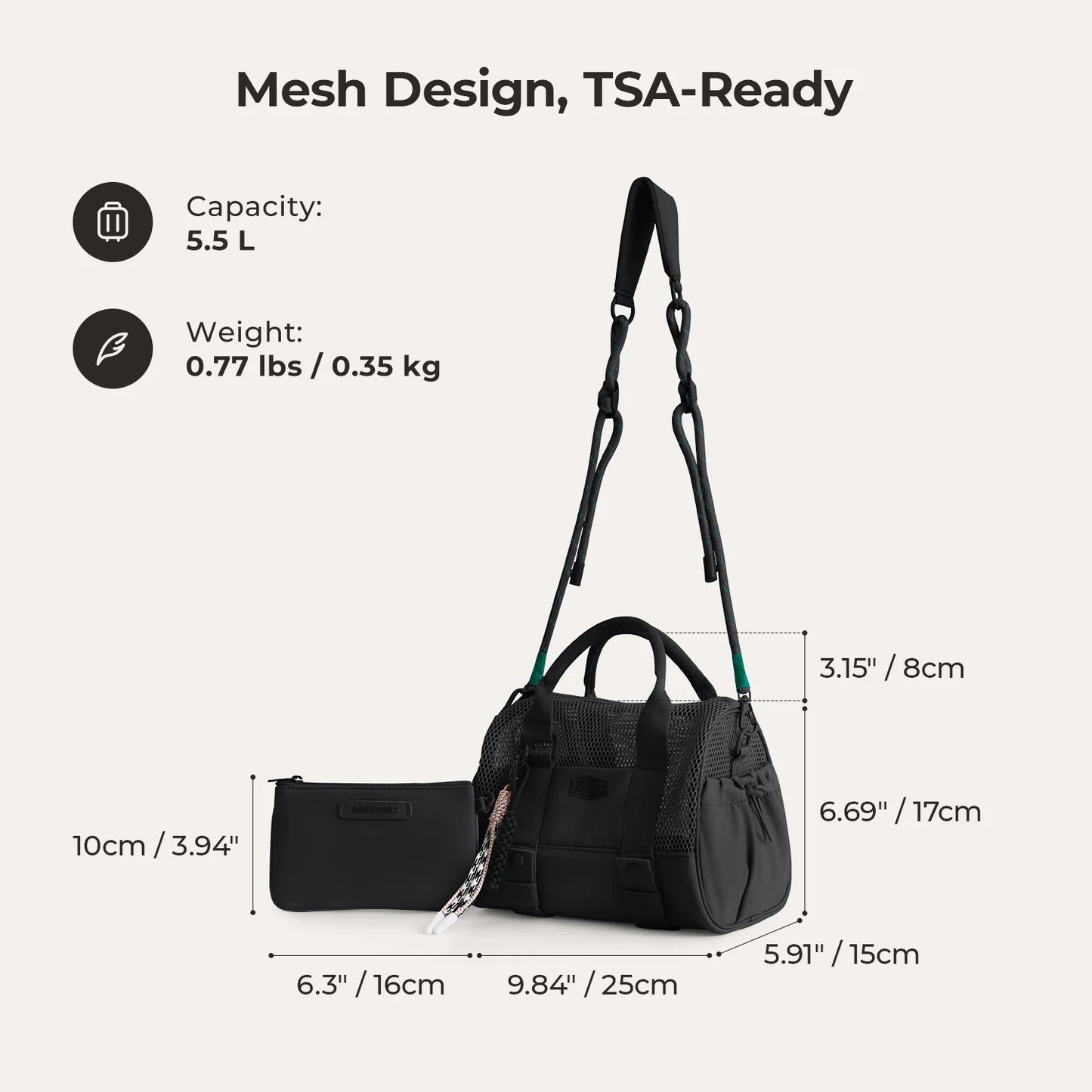 Vionsi REIKI 5.5L Fileli Mini Duffle Çanta
